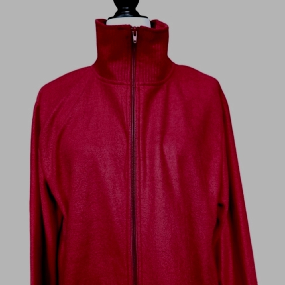 EAC lightweight red fleece zip-up jacket cardigan L/XL